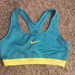 Nike Blue and Yellow Sports Bra Moisture-Wicking Racerback